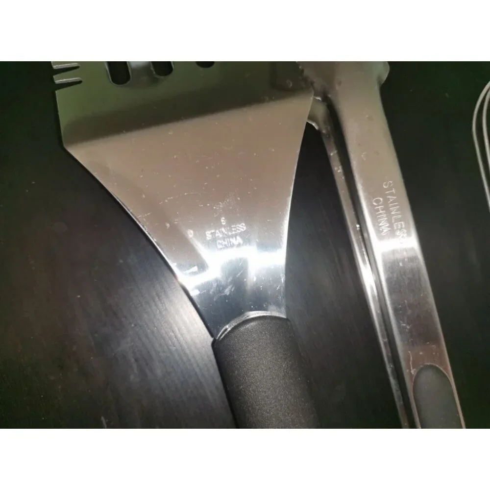 Lot Set 4 Stainless Utensils‎ Spatula BBQ Tool, OXO Peeler, Grill Tong, Whisk